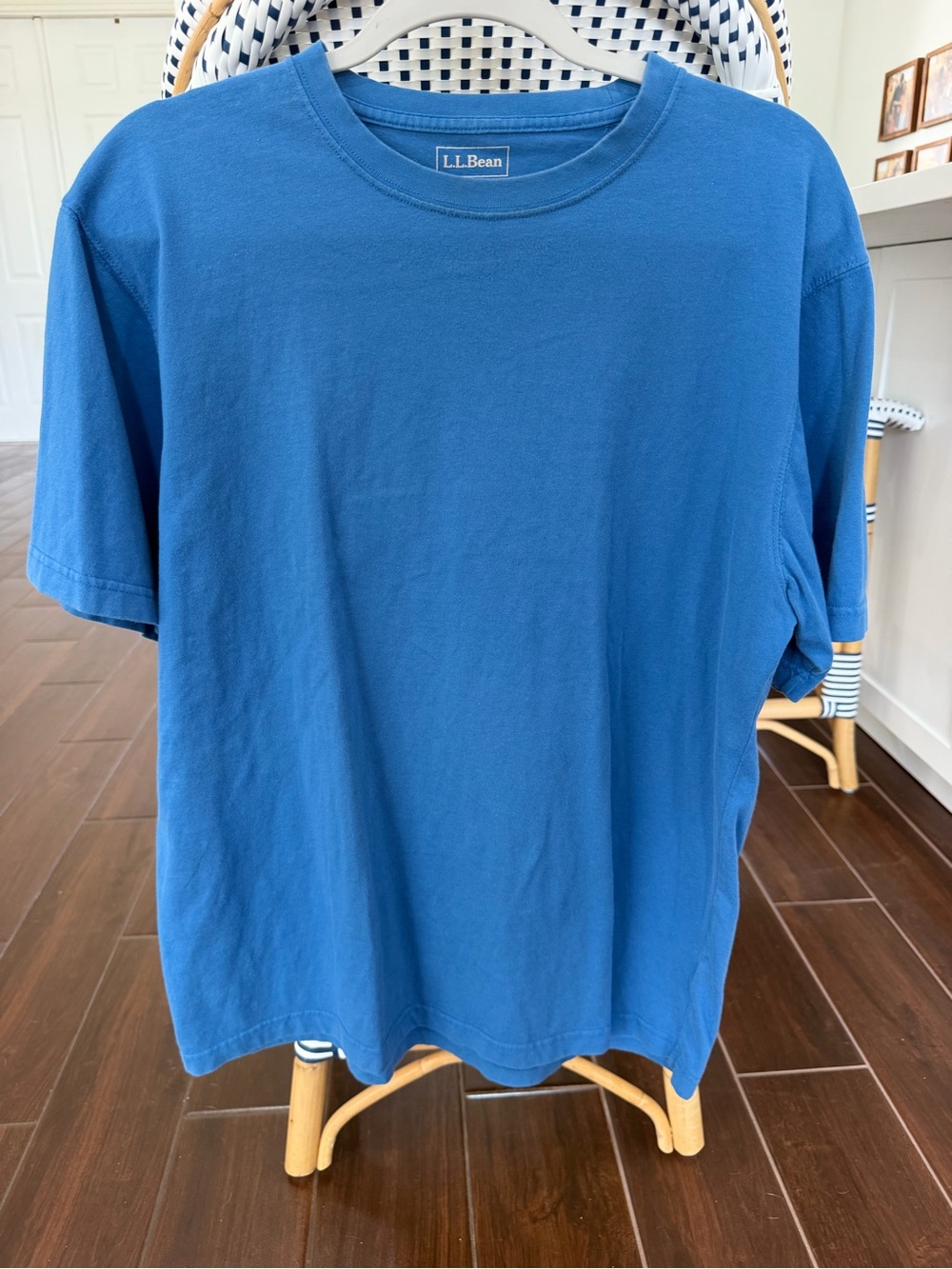 L.L. Bean Men's Medium Carefree Unshrinkable T-Shirt Blue Traditional Fit